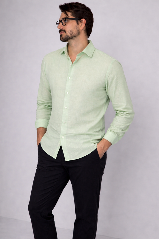 Moos Branded Mens Casual Shirt-Light Green MCS-40