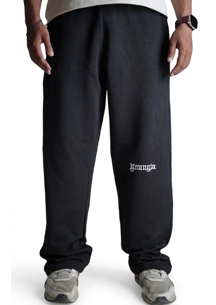 Younglay Branded Unisex Wide-Leg Trouser - Jet Black UT-34