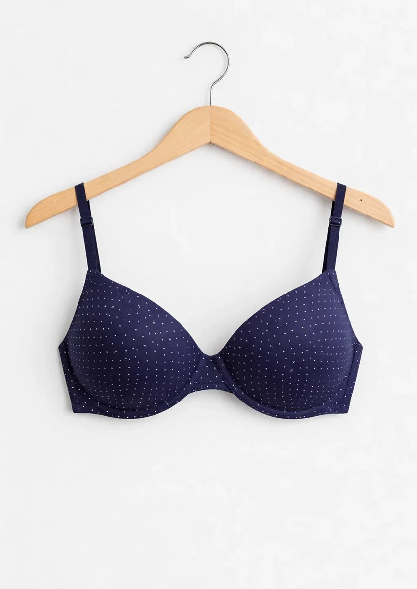 Branded Women's Navy Micro-Polka Dot Bra WBS-04