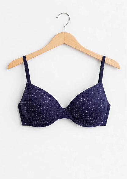 Branded Women's Navy Micro-Polka Dot Bra WBS-04
