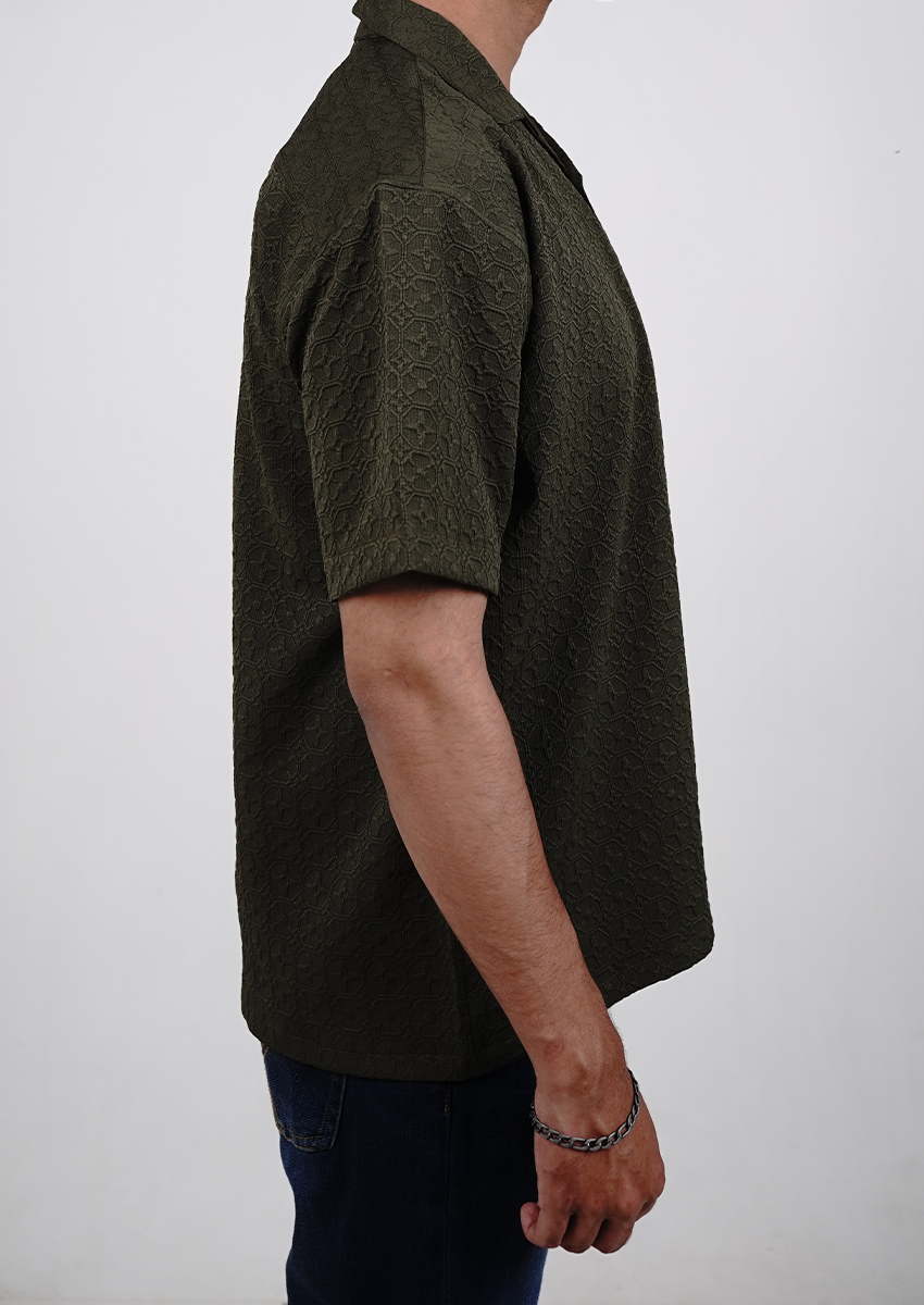 Zelig Branded Casual Textured Shirt Green Color MCS-12