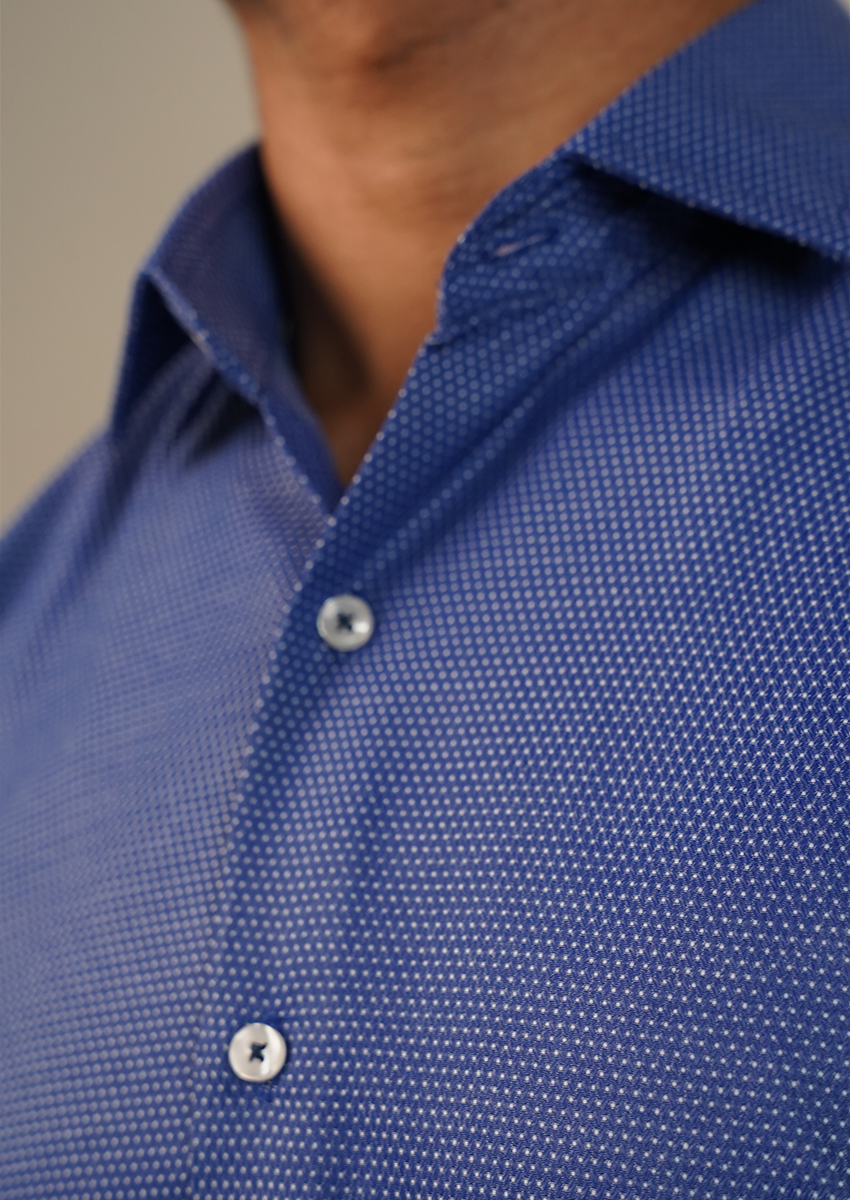 Calvy Klien Branded Mens Formal Shirt-Blue Micro-Dot MFS-46