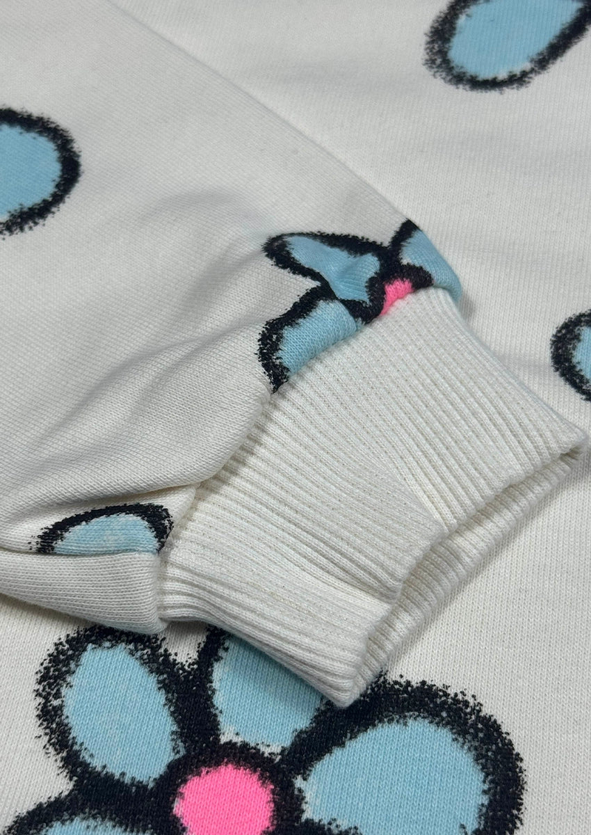 Zarra Branded Blue Floral Print Crewneck Sweatshirt KSWT-07