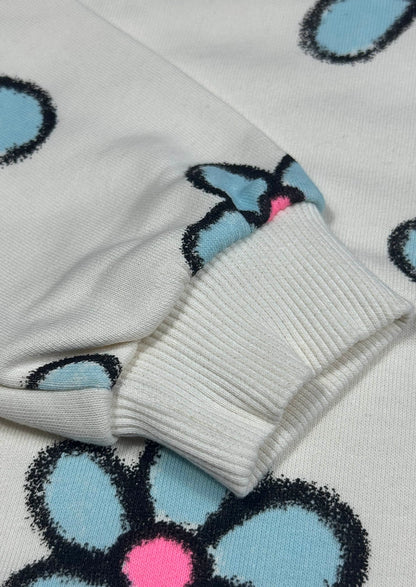 Zarra Branded Blue Floral Print Crewneck Sweatshirt KSWT-07