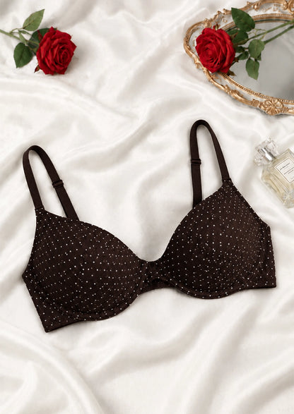 Branded Women's Dark Chocolate Micro- Dots Bra WBS-05