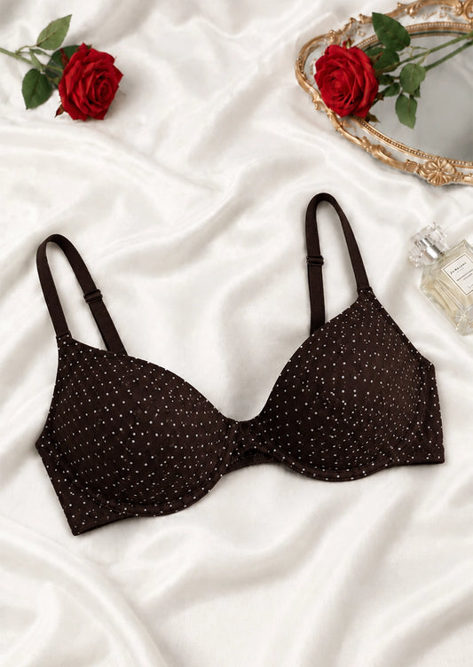 Branded Women's Dark Chocolate Micro- Dots Bra WBS-05