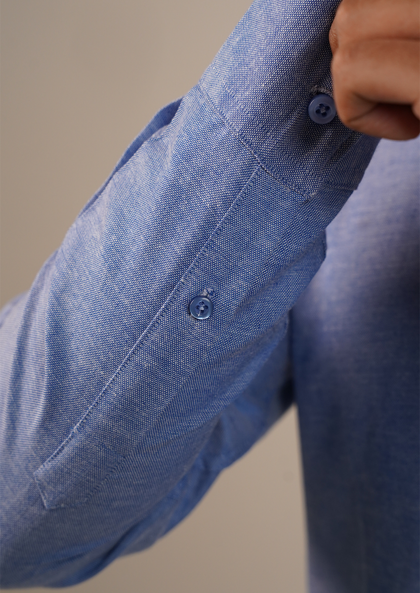 Zelig Branded Mens Formal Shirt-Denim Blue Button-Down MFS-28
