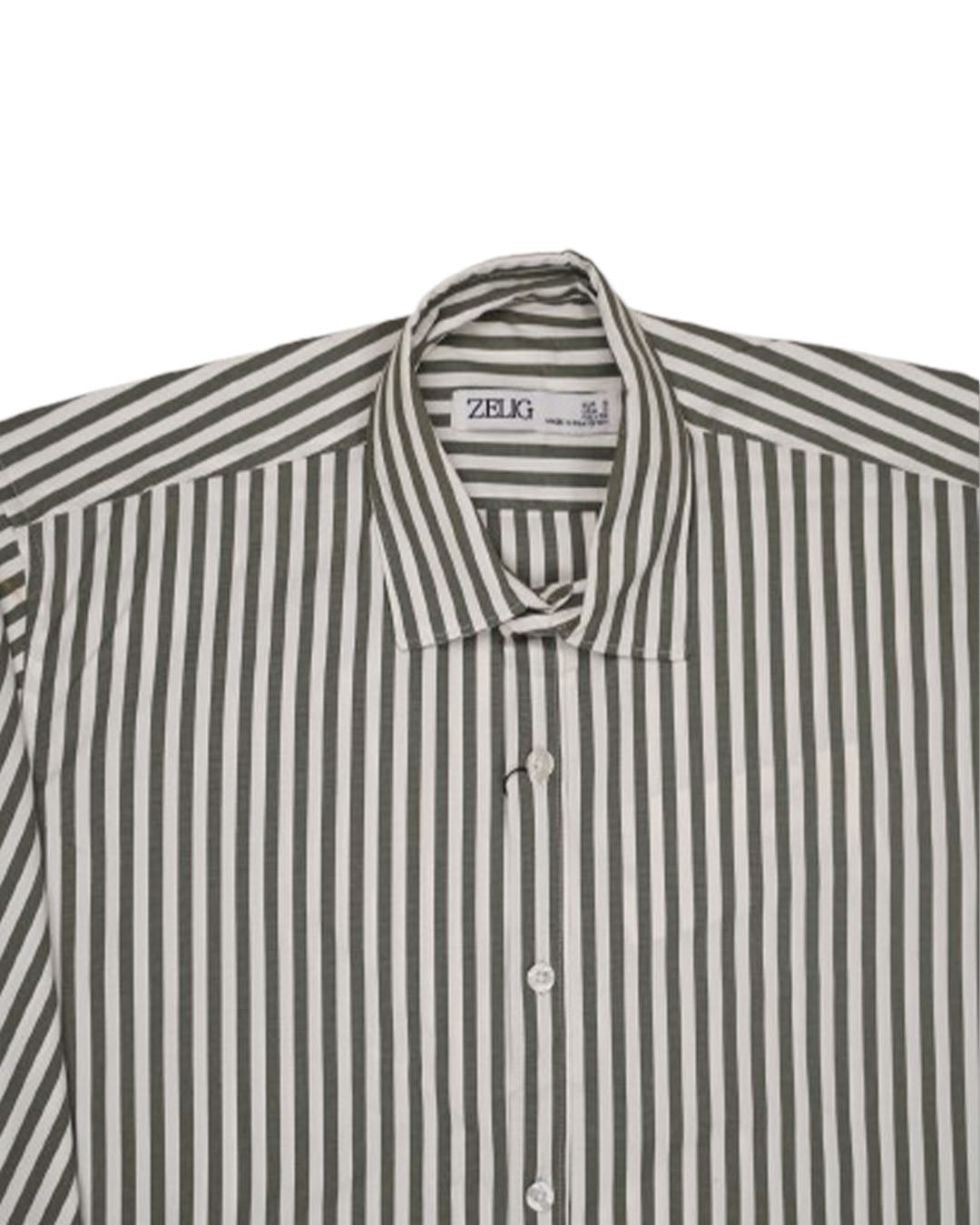 Zelig Branded Men’s Classic Vertical Stripe Shirt – Taupe Grey MFS-24