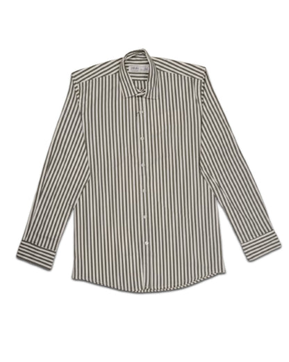 Zelig Branded Men’s Classic Vertical Stripe Shirt – Taupe Grey MFS-24