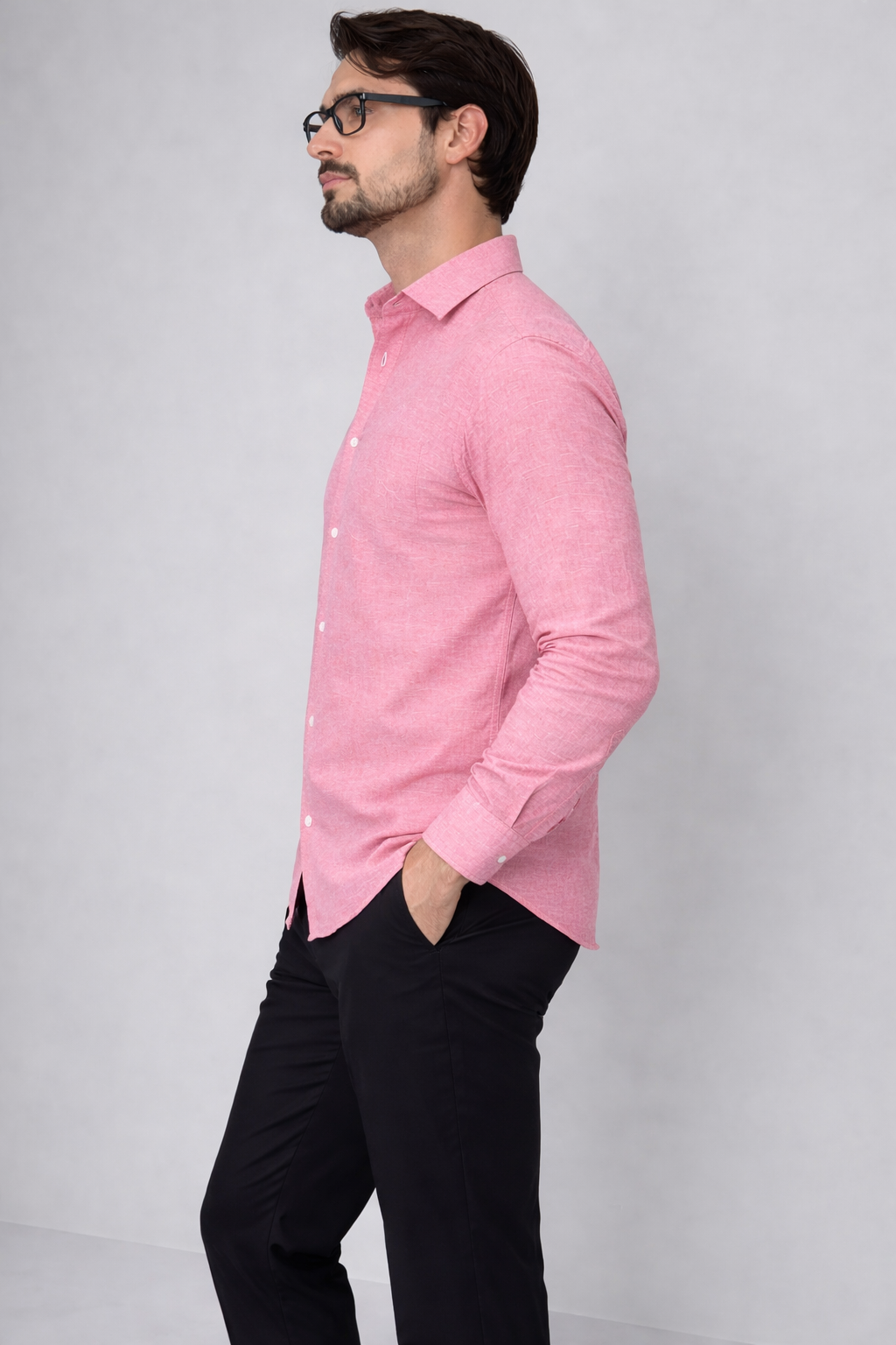 Moos Branded Mens Casual Shirt-Salmon Pink MCS-45