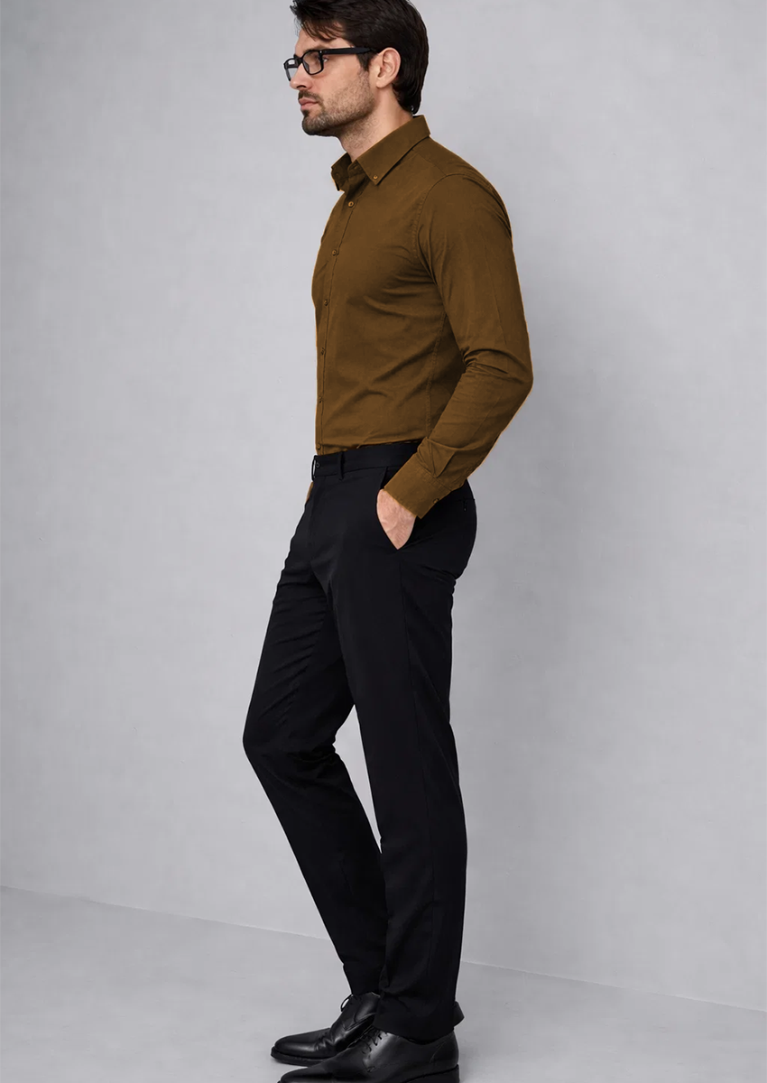 Zelig Branded Mens Formal Shirt-Dark Camel MFS-44