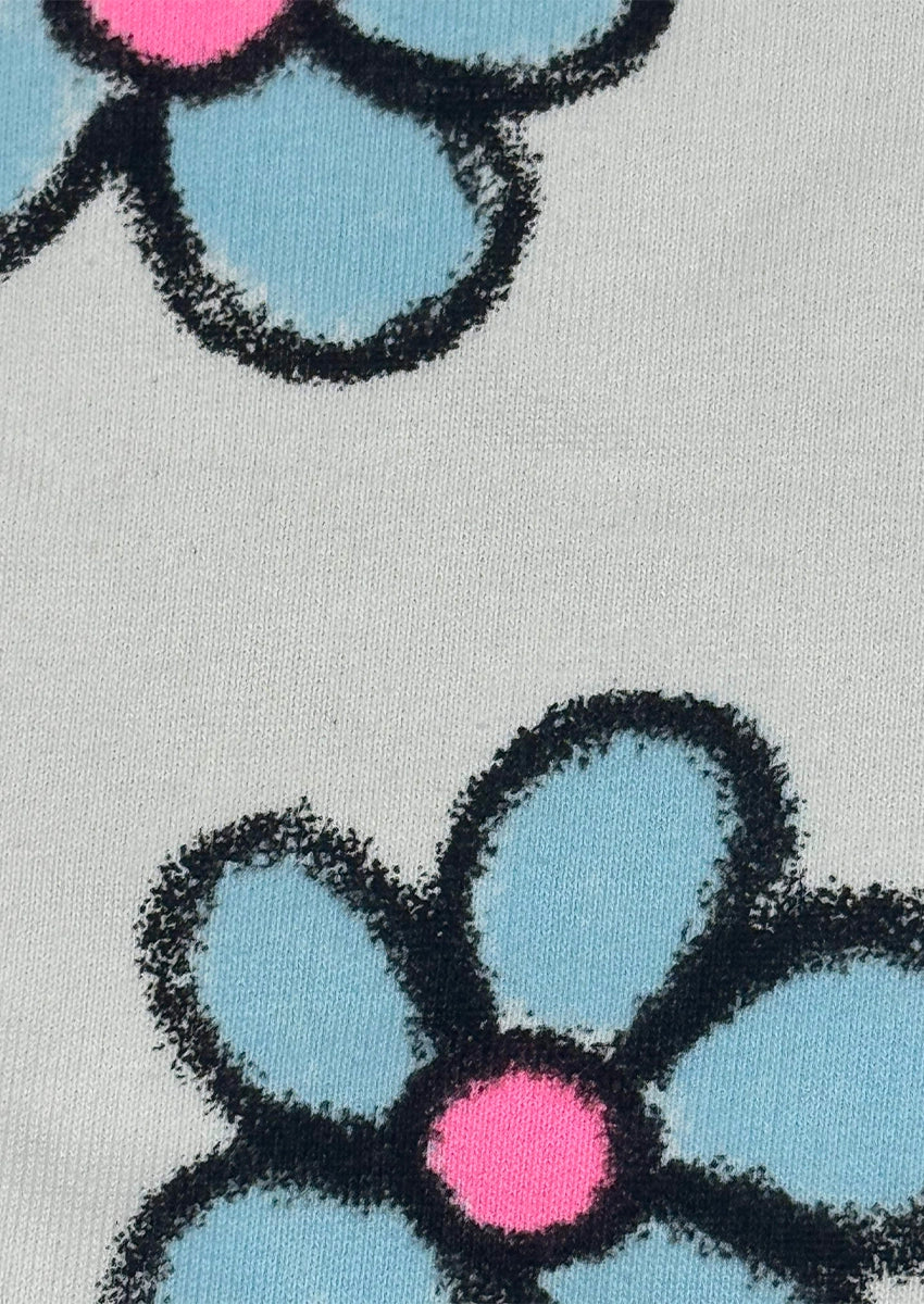 Zarra Branded Blue Floral Print Crewneck Sweatshirt KSWT-07