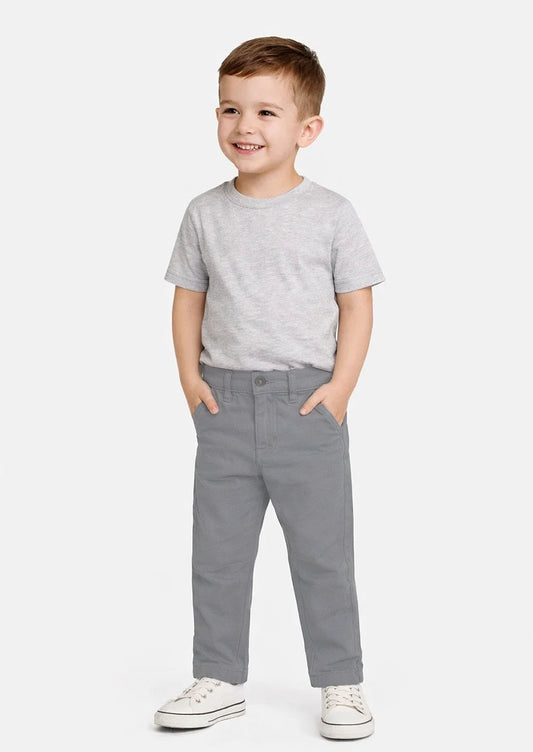 Beverlly HEELS Branded Boys Cloud Grey Chino Pants BCP-02