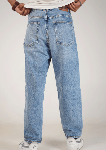 PullNBear Branded Men’s Baggy Fit Denim Jeans - Light Blue MJ-19