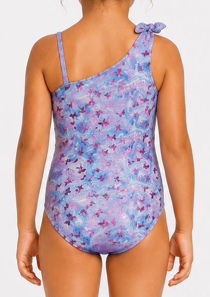 Branded Girls Butterfly Print One-Shoulder One-Piece Swimsuit GSS-02