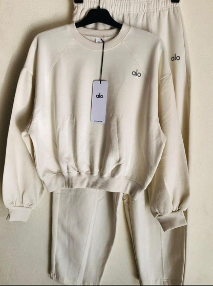 Alos Branded Essential Winter Fleece Co-Ord Set – Off-White (Premium Export) WCS-21