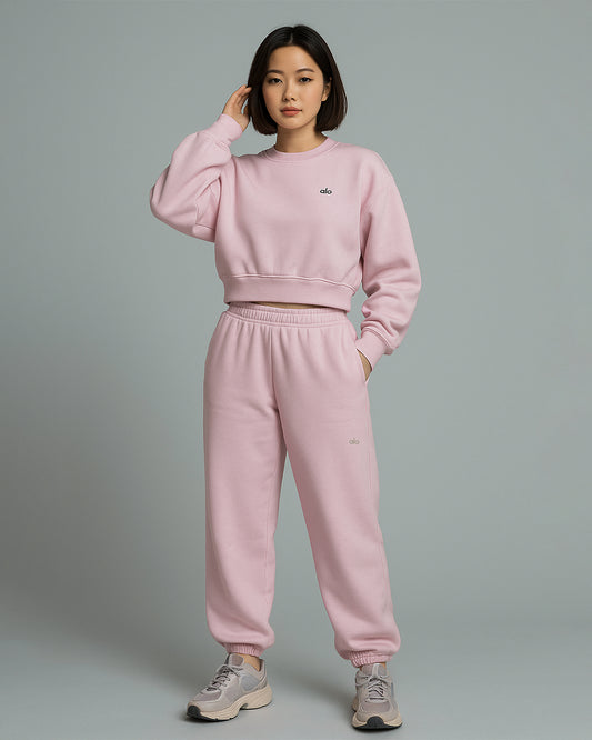 Alos Branded Essential Winter Fleece Co-Ord Set – Pink (Premium Export) WCS-20