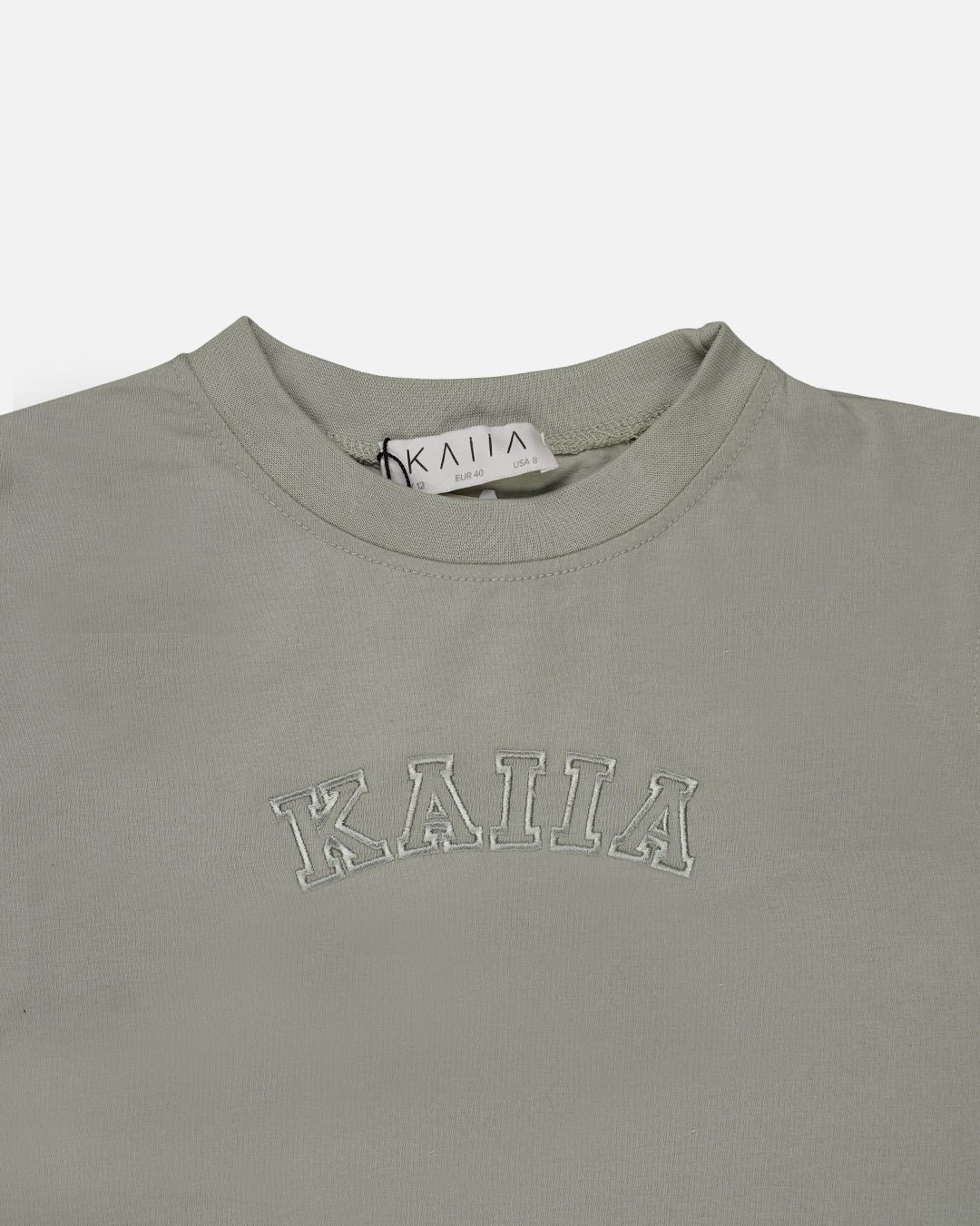 Women's Embroidered Crop Top – Sage Green WTT-15