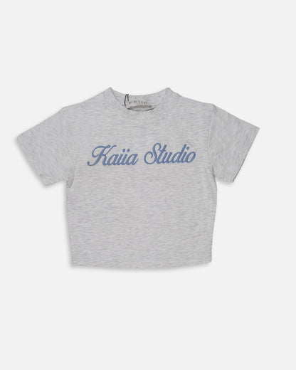 Women's Cropped Logo T-Shirt – Grey Marl WTT-16