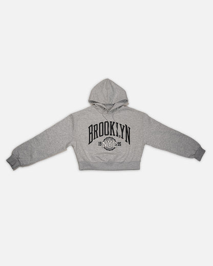 Teranovy Branded Women’s Cropped Hoodie – Light Grey WHD-03