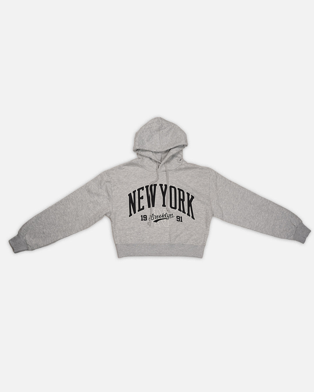 Teranovy Branded Women’s New York Crop Hoodie – Grey WHD-01
