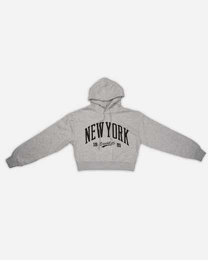 Teranovy Branded Women’s New York Crop Hoodie – Grey WHD-01