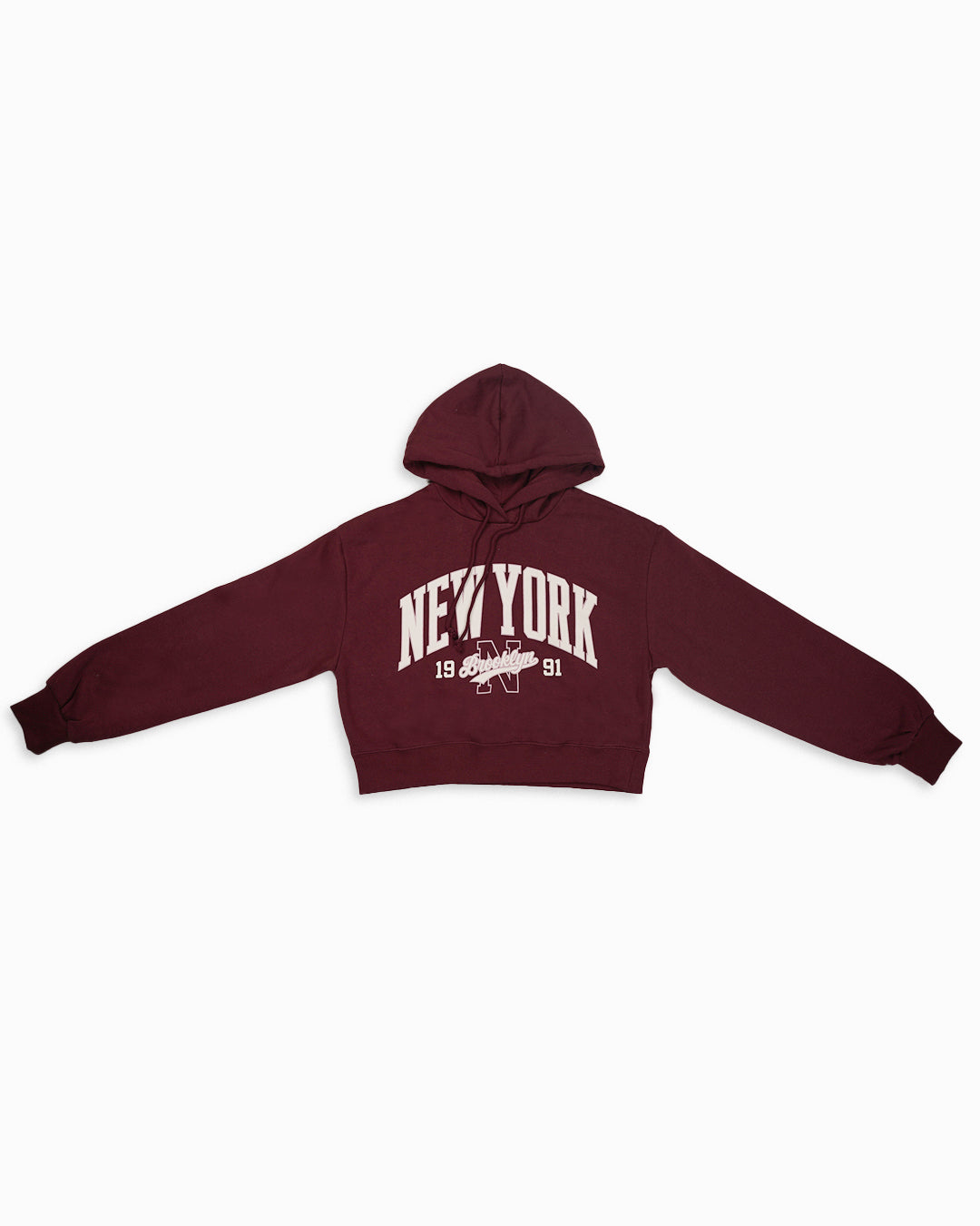 Teranovy Branded Women’s Cropped Hoodie – Maroon WHD-04