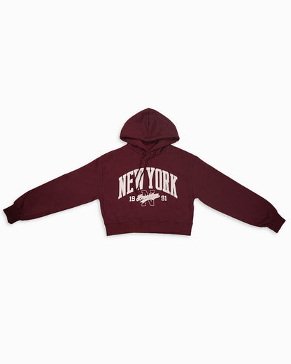 Teranovy Branded Women’s Cropped Hoodie – Maroon WHD-04