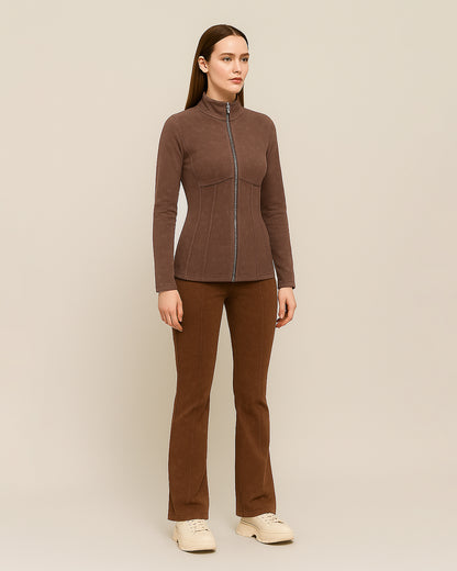 Pretty Ltl things Branded Women’s Winter Fitted Zipper Jacket – Brown WJ-05