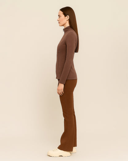 Pretty Ltl things Branded Women’s Winter Fitted Zipper Jacket – Brown WJ-05