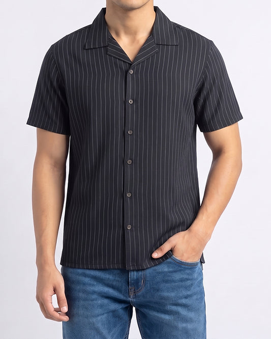 Pegadoor Branded Casual Half Sleeves Shirt Black Color MCS-06