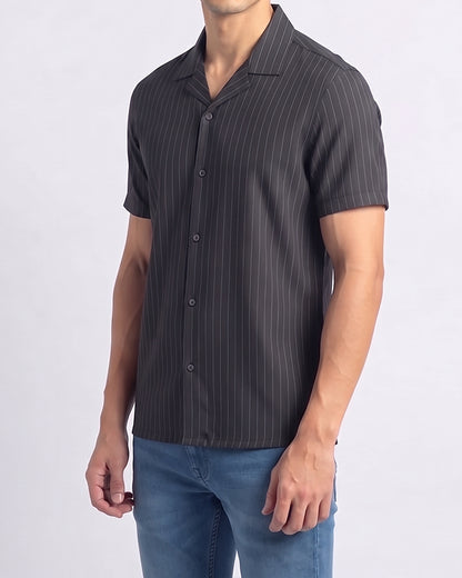 Pegadoor Branded Casual Half Sleeves Shirt Black Color MCS-06