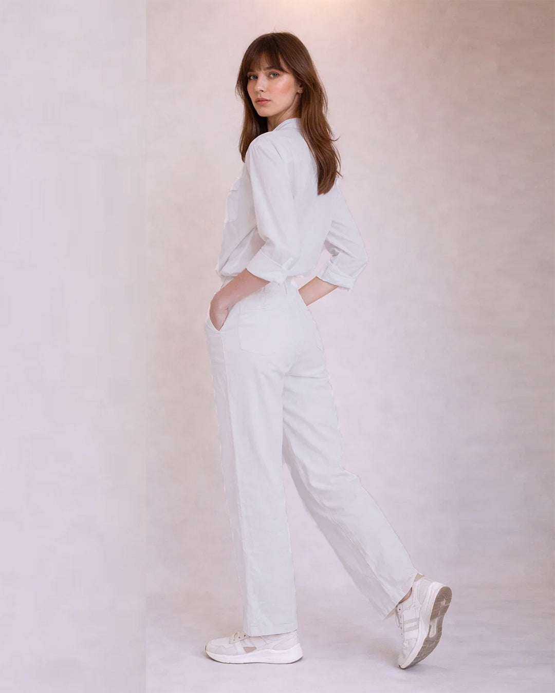 Spark Branded Women’s Premium Front Pocket Co-ord Set – Off White WCS-35