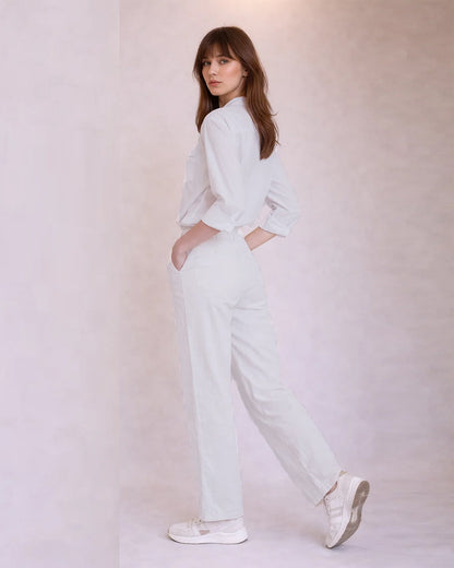 Spark Branded Women’s Premium Front Pocket Co-ord Set – Off White WCS-35