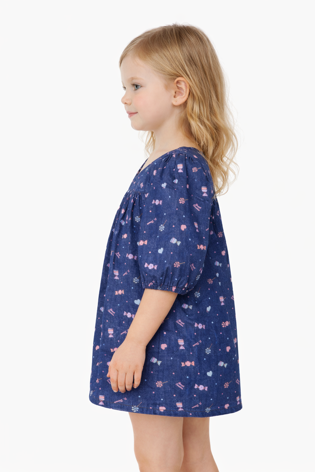 SPARK Branded Kids Printed Puff-Sleeve Fusion Top GF-13