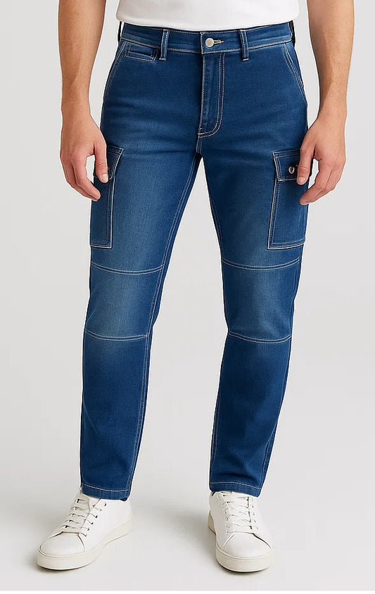 PullNBear Branded Men's Cargo Fit Pant Blue Blast Color CFP-02