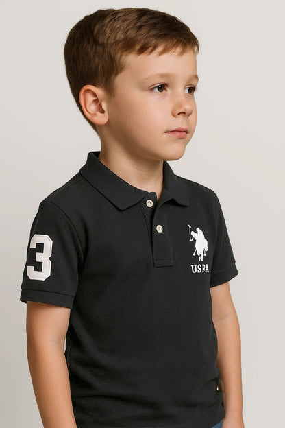 US Pollo Branded Boy's Polo T-shirt Black Color BPT-06