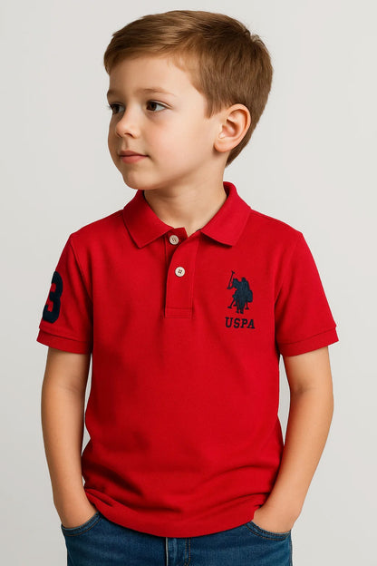 US Pollo Branded Boy's Polo T-shirt Red Color BPT-07