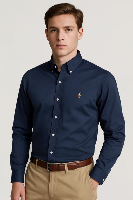 Pollo Branded Men's Slim Fit Navy Blue Color Shirt MFS-13