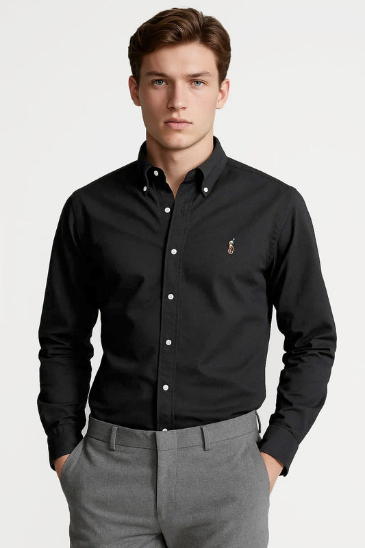 Pollo Branded Men's Slim Fit Black Color Shirt MFS-11