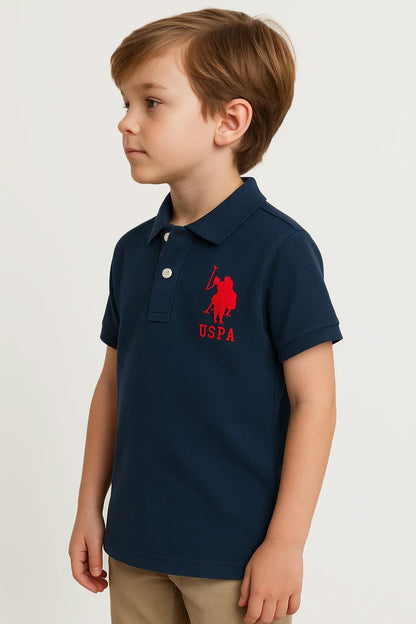 US Pollo Branded Boy's Polo T-shirt Navy Blue Color BPT-08