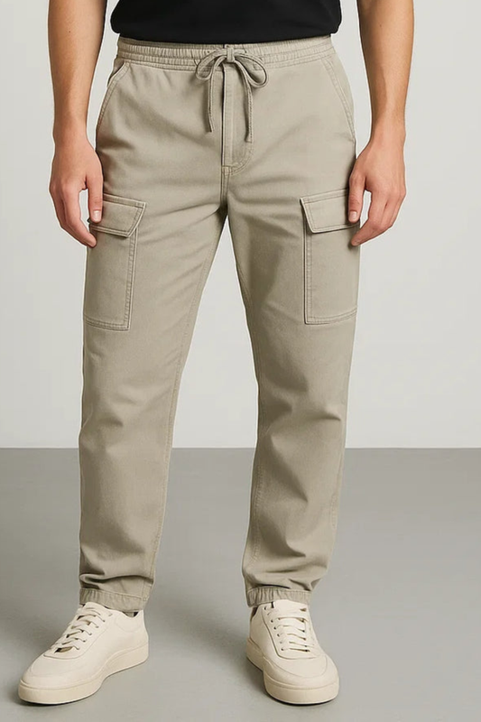 PullNBear Branded Men's Cargo Fit Pant Stone Grey Color CFP-12