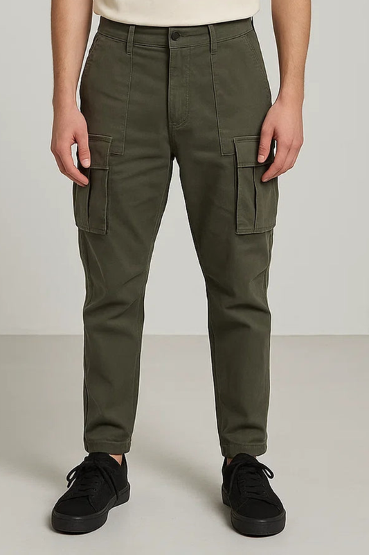 PullNBear Branded Men's Cargo Fit Pant Olive Green Color CFP-07