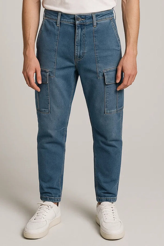 PullNBear Branded Men's Cargo Fit Pant Blue Color CFP-09