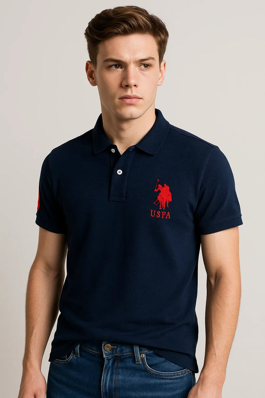 US Pollo Branded Men's Polo T-shirt Navy Blue Color MPT-13