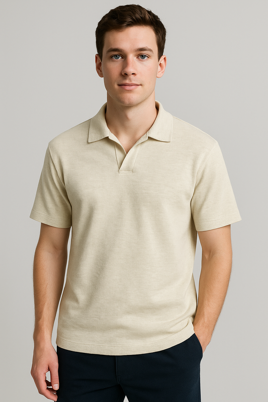 Spark Men's Rib Polo T-shirt Off White Color MPT-08