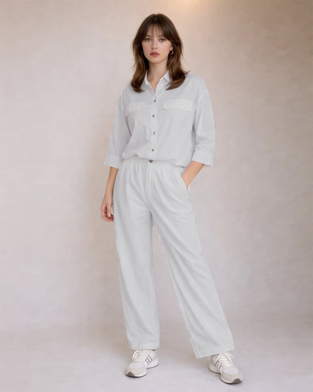 Spark Branded Women’s Premium Front Pocket Co-ord Set – Off White WCS-35