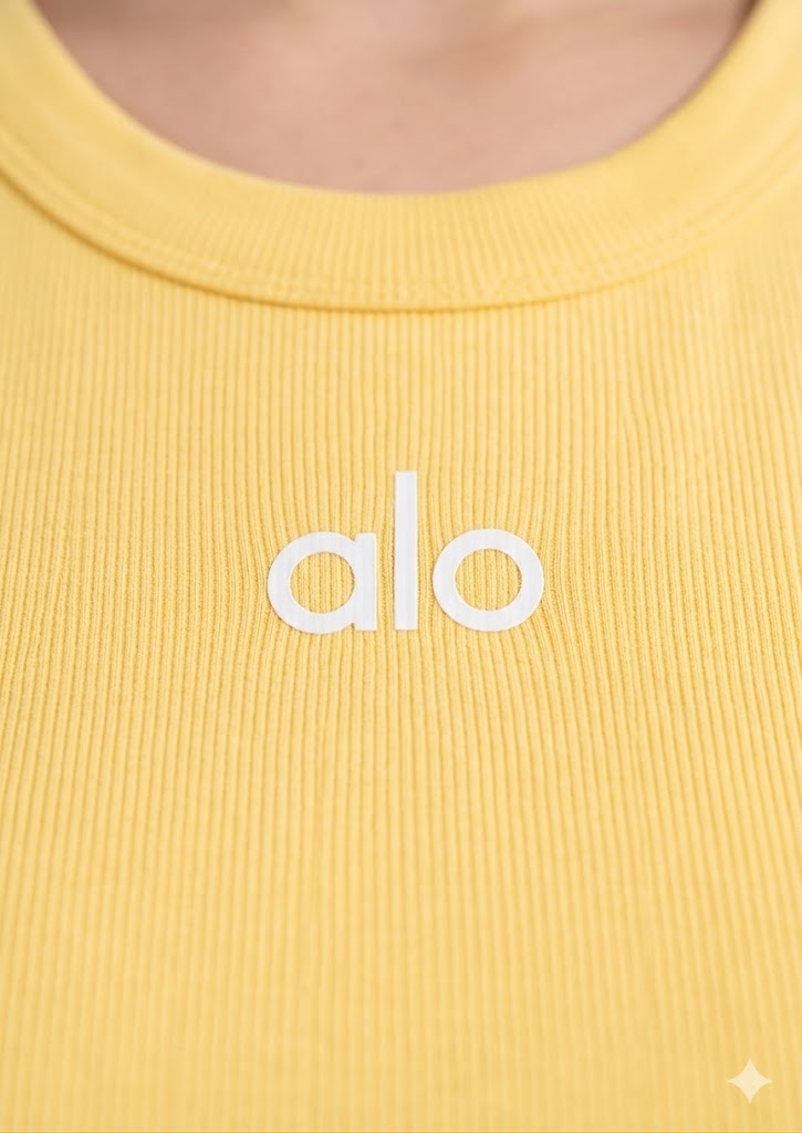 Alos Branded Women’s Ribbed Racerback Crop Tank - Yellow WTT-20