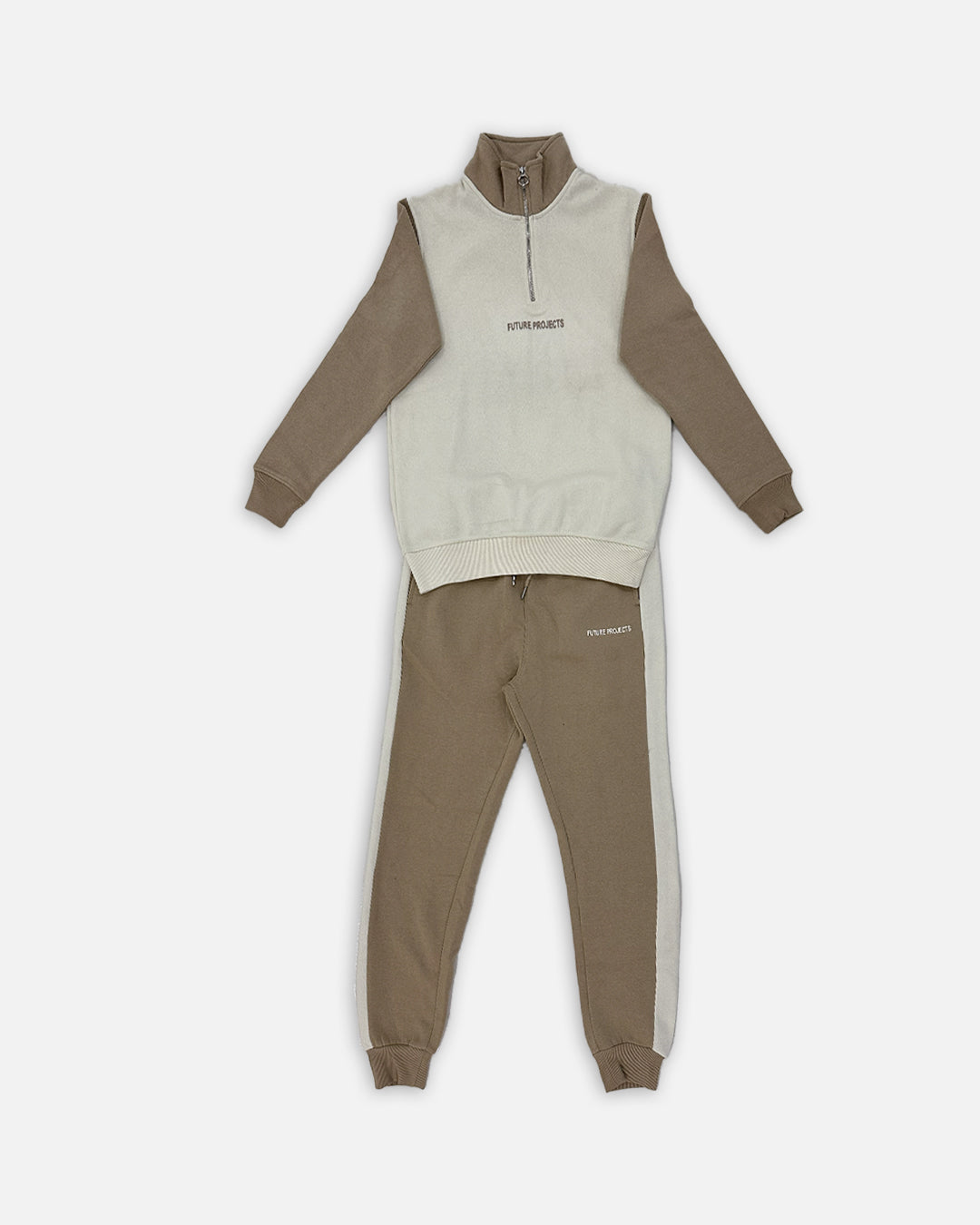 Primk Branded Winter Unisex Premium Fleece Tracksuit Co-ord set – LBeige & Mocha UCS-03