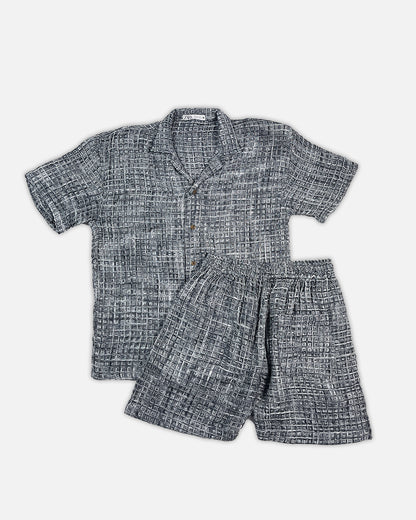 ZARRAA Branded Men's Textured Co-ord Set Black & White Color MCS-04